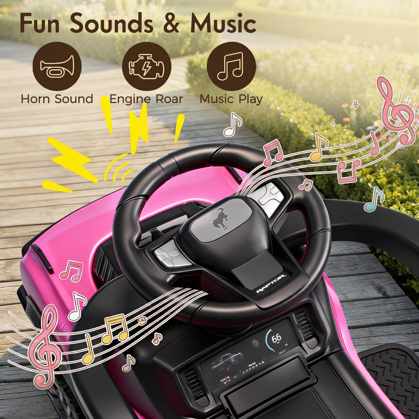 3 in 1 Push Car, Licensed Ford Bronco, SHINPT Toddler Push Car with Parent Control Handle, Safety Fence, Lights, Music & Storage, Ride on Toy for Toddlers 18-36 Months, Pink