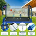 BTMWAY 8 ×12 ft Rectangle Trampoline for Kids and Adult, Rectangular trampoline with 2 Basketball Hoops, Outdoor Big Trampoline with 360 Degree Safety Net, Square Trampoline with 4 W-Legs