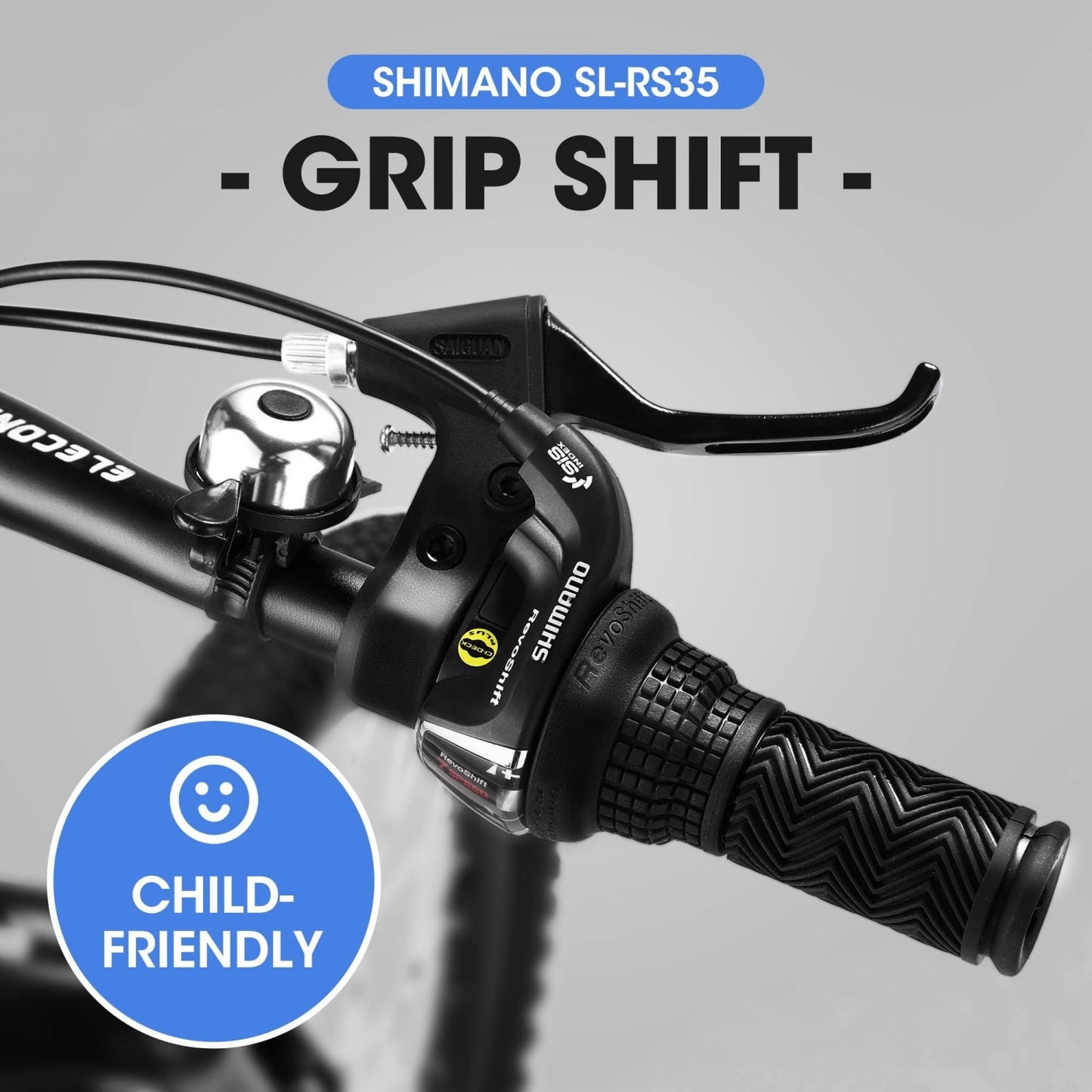 20"Kids Mountain Bike for Ages 8-12, SHINPT BMX Style Kids' Bicycles with Adjustable 7Speed, Front Suspension Disc Brake and Rear V-Brake, Teen Bike with High Steel Frame, Gifts for Girls/Boys