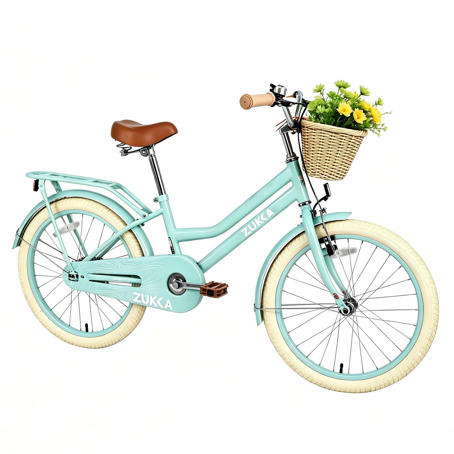 SHINPT 20 Inch Girls Bike for Ages 7–10, Kids Bicycle with Basket & Rear Rack, Single Speed Easy Ride Bike with Adjustable Seat, Outdoor Riding Bike for Kids, Beginner Bike, Birthday Gift for Kids