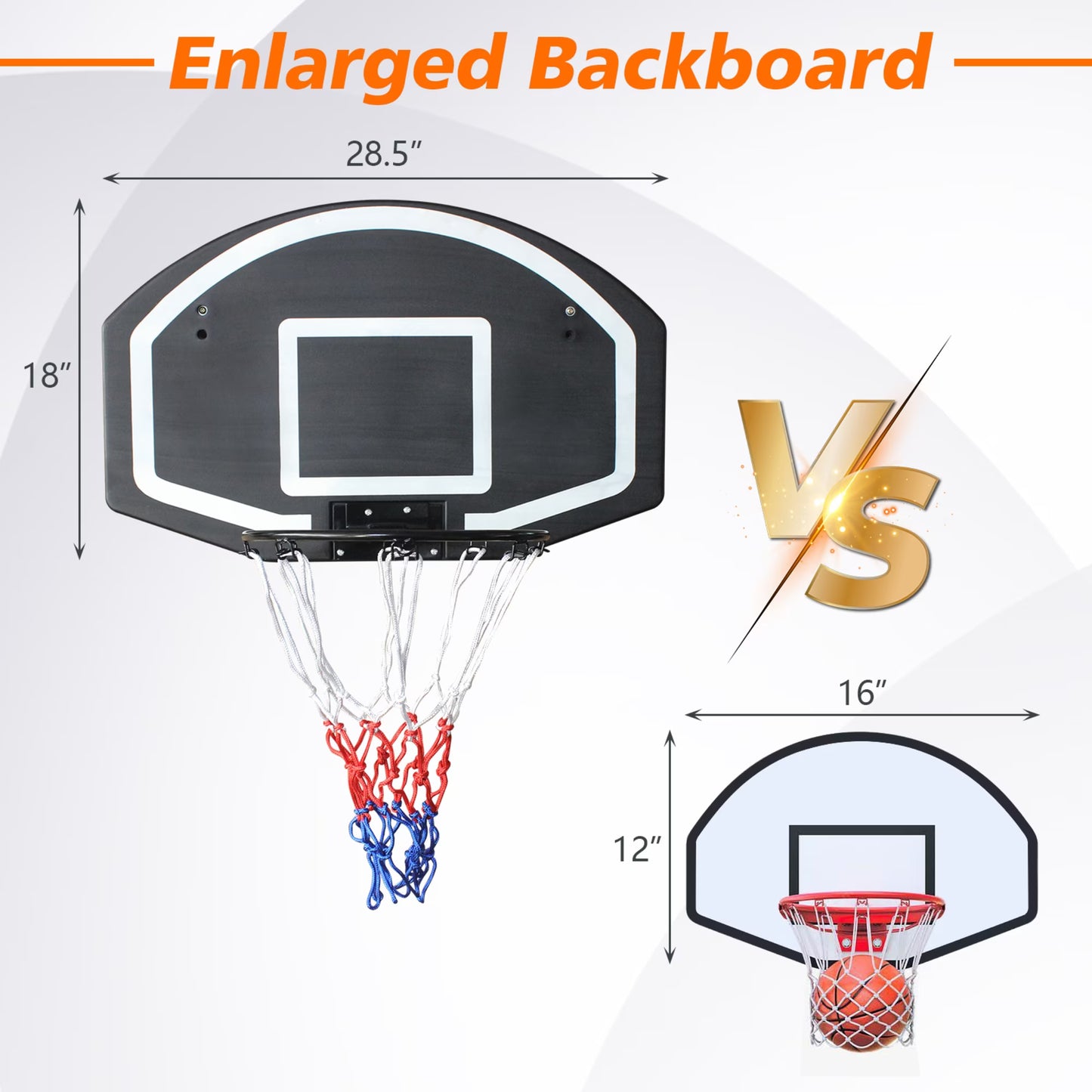 SHINPT Wall Mounted Basketball Hoop, SHINPT 1-Piece Folding Basketball Rim with Shatterproof Backboard, Indoor Outdoor Basketball Goal with All-Weather Net, 28.5 x 18 in, Black, for Garage Backyard Home