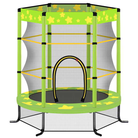 55'' Mini Toddler Trampoline with Enclosure Net and Star Pattern for Outdoor & Indoor, Recreational Kids Trampoline for Garden, Small Trampoline Birthday Gift for Boys and Girls Age 1-8