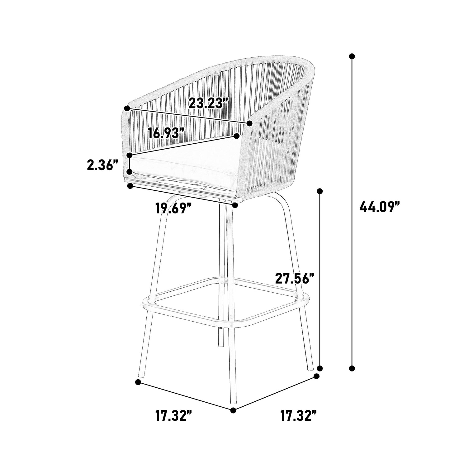3 Pieces Outdoor High Top Table and Chairs, SHINPT Patio Bar Set of 3, Bistro Set Outdoor with 2 Swivel Bar Chairs and 1 Round Bar Table, Outdoor Bar Set for Backyard, Garden, Balcony, Pool, Yard