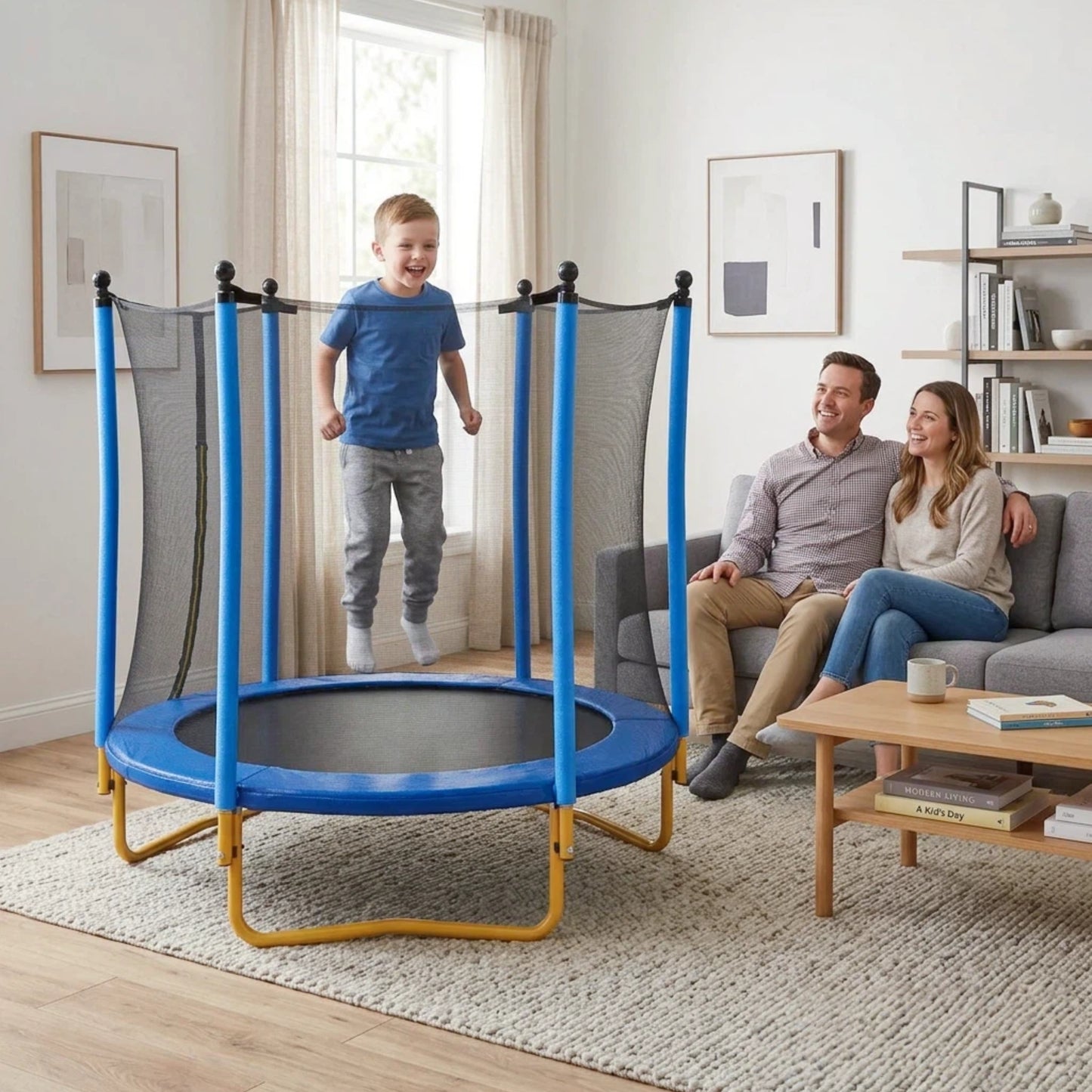 5.5FT Toddler Trampoline for Kids, SHINPT Mini Trampoline for Kids, 65" Outdoor/Indoor Trampoline with Enclosure Net, Recreational Trampoline for Patio, Backyard, Garden, Lawn, Yard