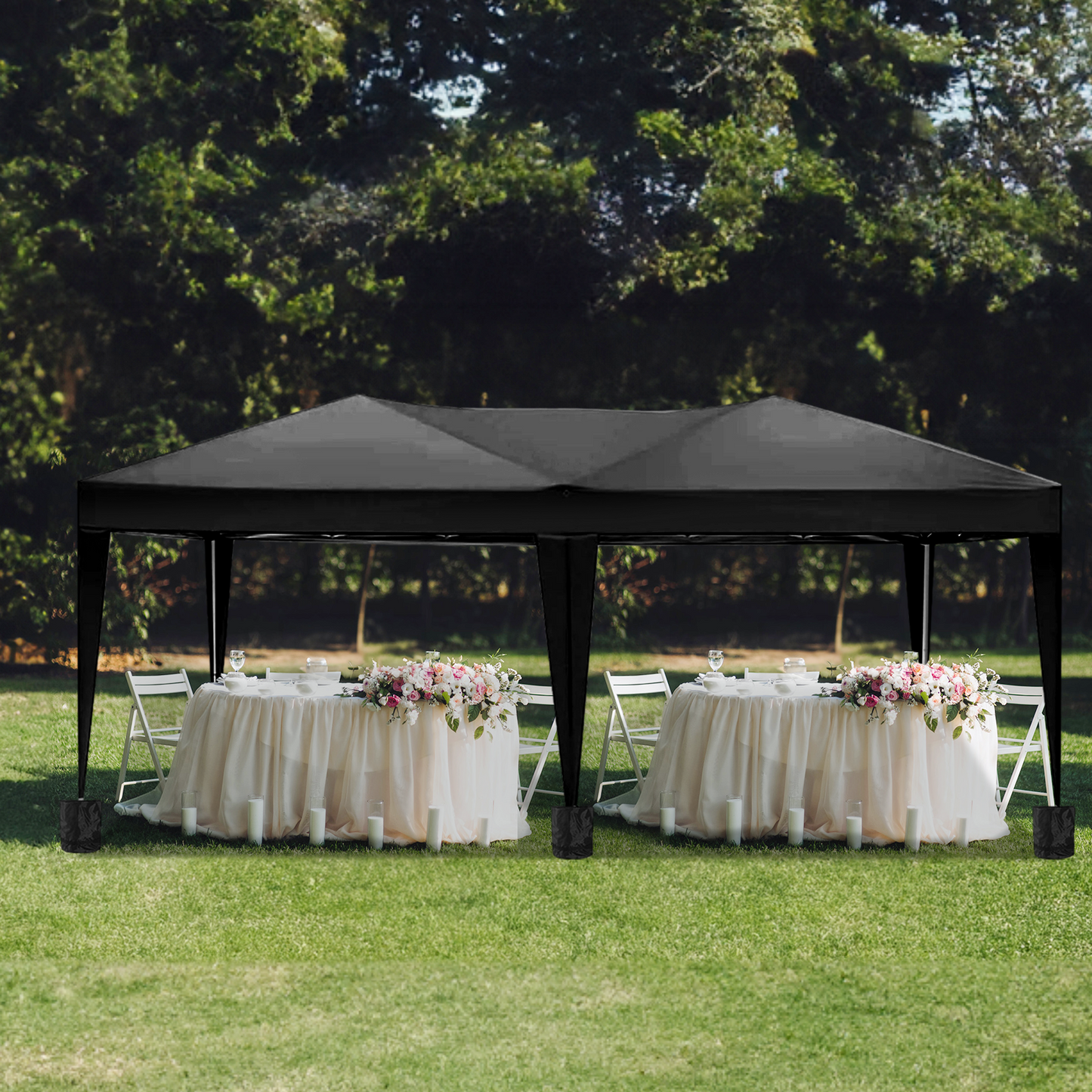 SHINPT 10 x 20ft Black Pop up Canopy Tent Outdoor, Event Canopy Tent with 6 Sidewalls and 4 Windows, Outdoor Tent for Backyard Party, Wedding Gazebo Tent with Upgrade Raised Roof and Carry Bag