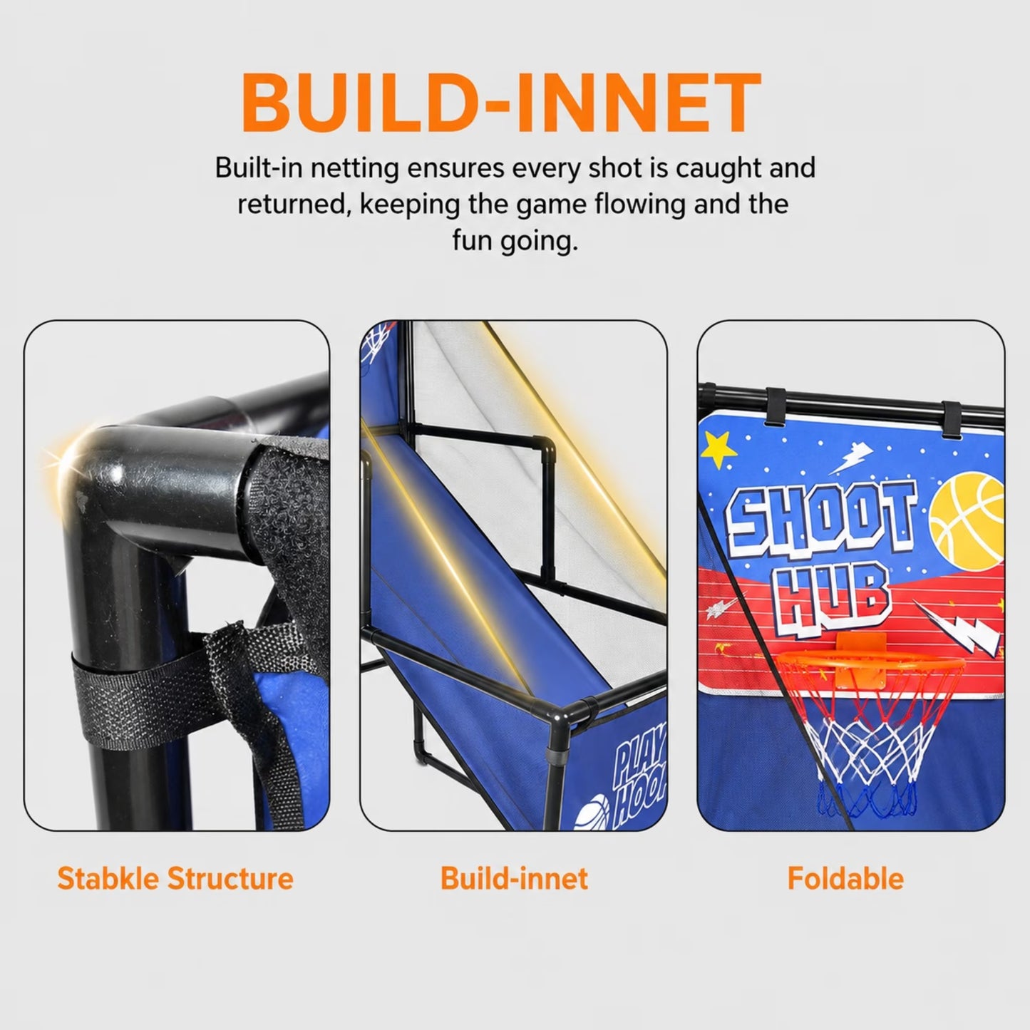 Kids Basketball Hoop With Ball, SHINPT Single Shot Basketball Arcade Game with 2 Balls, Pump and durable Tube. Indoor Basketball Hoop Set for Toddlers and Children, 55 in Foldable Sports Toy, Blue