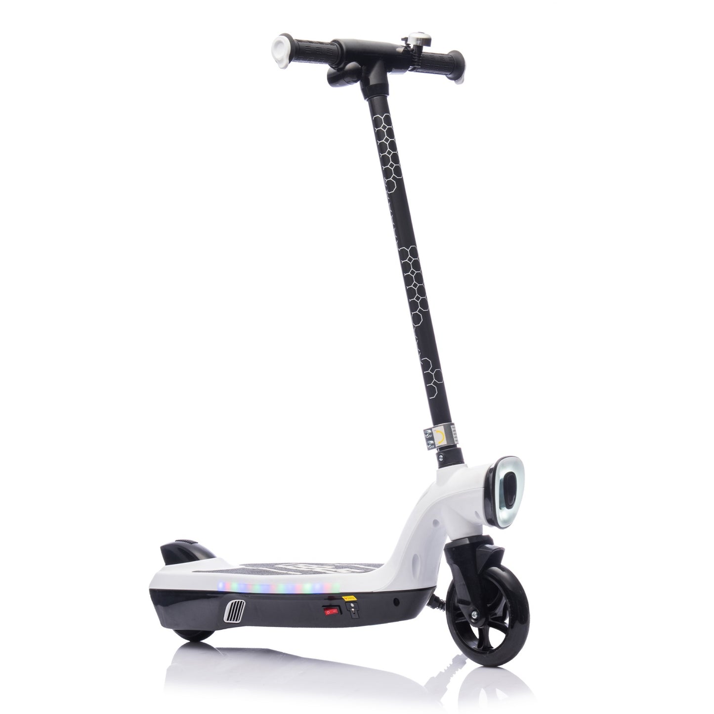 Electric Scooter for Kid 6-12, BTMWAY Sport Scooters with Colorful LED Lights and 6.84 MPH Speed, Lightweight Electric Scooter with Kickstand, Scooter Bell,  Rear Brake, Wider Pedal, Non-Slip Handle