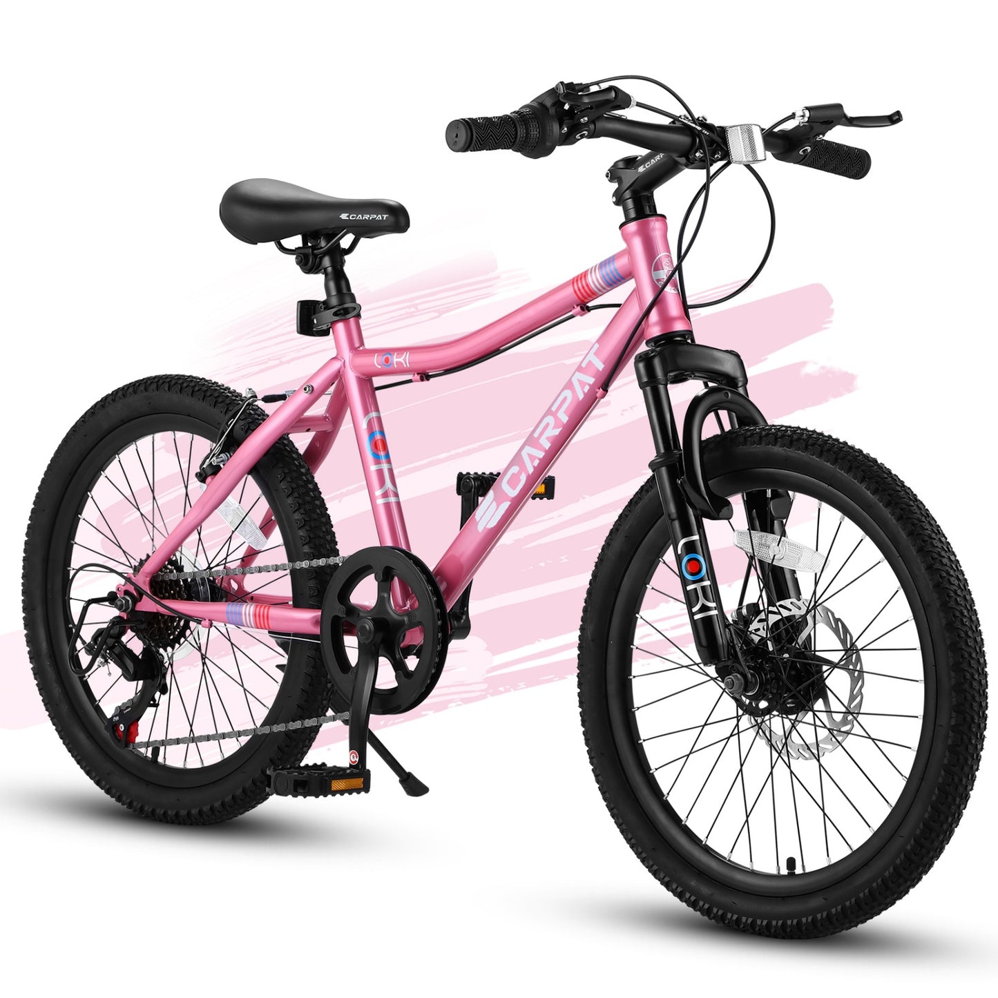 20"Kids Mountain Bike for Ages 8-12, SHINPT BMX Style Kids' Bicycles with Adjustable 7Speed, Front Suspension Disc Brake and Rear V-Brake, Teen Bike with High Steel Frame, Gifts for Girls/Boys