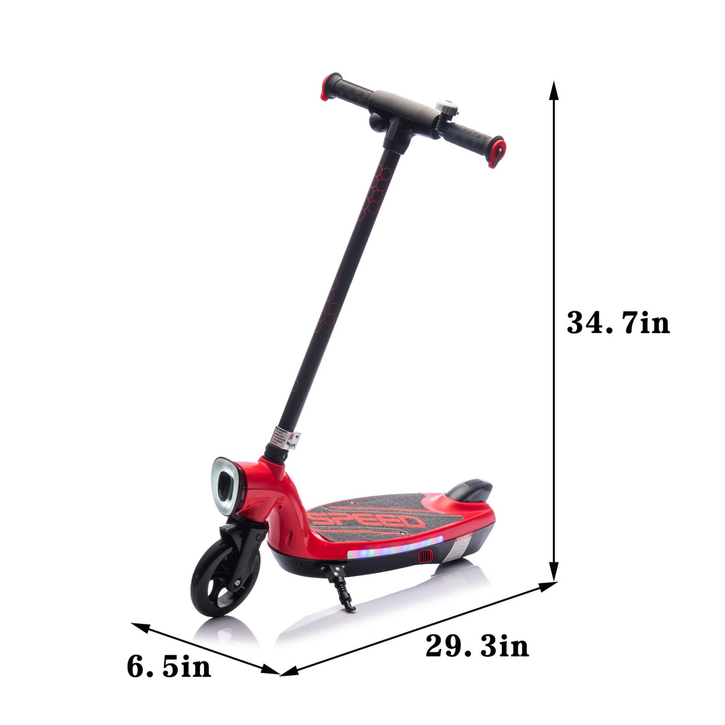 Electric Scooter for Kid 6-12, BTMWAY Sport Scooters with Colorful LED Lights and 6.84 MPH Speed, Lightweight Electric Scooter with Kickstand, Scooter Bell,  Rear Brake, Wider Pedal, Non-Slip Handle