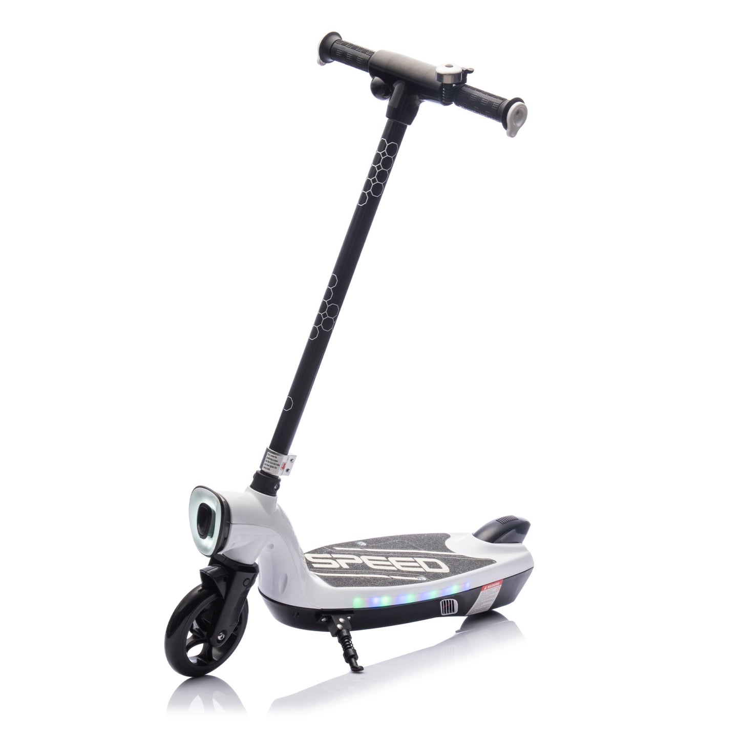 Electric Scooter for Kid 6-12, BTMWAY Sport Scooters with Colorful LED Lights and 6.84 MPH Speed, Lightweight Electric Scooter with Kickstand, Scooter Bell,  Rear Brake, Wider Pedal, Non-Slip Handle