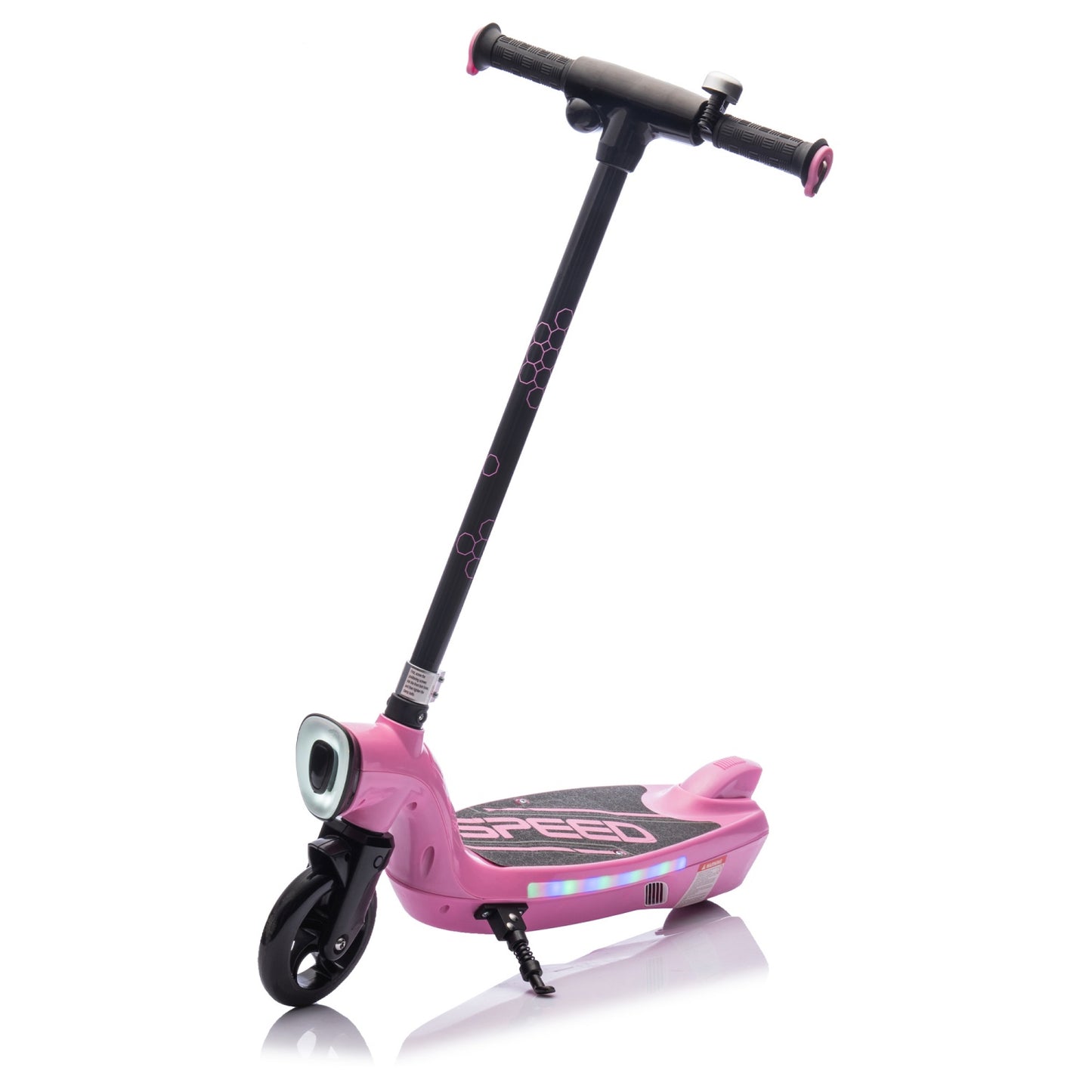 Electric Scooter for Kid 6-12, BTMWAY Sport Scooters with Colorful LED Lights and 6.84 MPH Speed, Lightweight Electric Scooter with Kickstand, Scooter Bell,  Rear Brake, Wider Pedal, Non-Slip Handle
