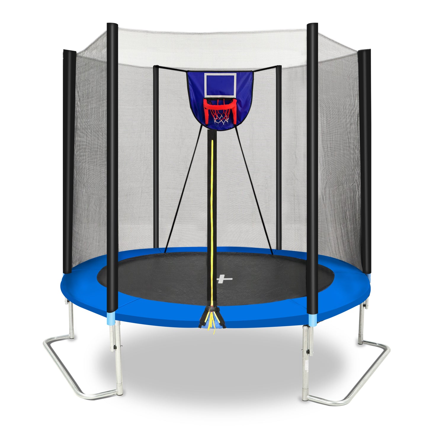 SHINPT 8FT Trampoline with Basketball Hoop & Safety Enclosure Net - Outdoor Fitness Trampoline for Kids, Adults, Backyard, Park (Blue, Includes Inflator)