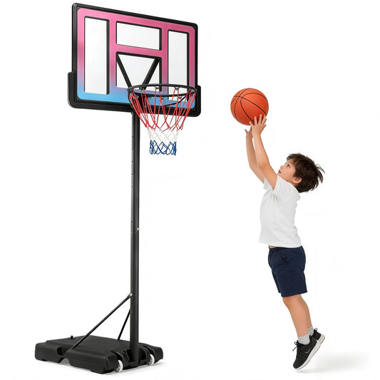 4.9-10FT Height Adjustable Basketball Hoop Outdoor/Indoor, SHINPT Portable Basketball Hoop with Wheels for Kids and Adults, Basketball Hoop with 44 inch Backboard for Backyard, Black Play Equipment