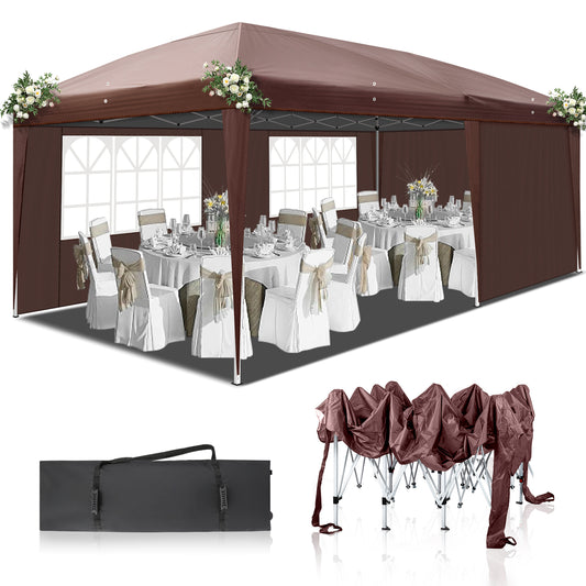 SHINPT 10 x 20ft Pop up Canopy Tent Outdoor, Event Canopy Tent with 4 Removable Sidewalls and 2 Windows, Outdoor Tent for Backyard Party, Wedding Gazebo Tent with Upgrade Raised Roof and Carry Bag