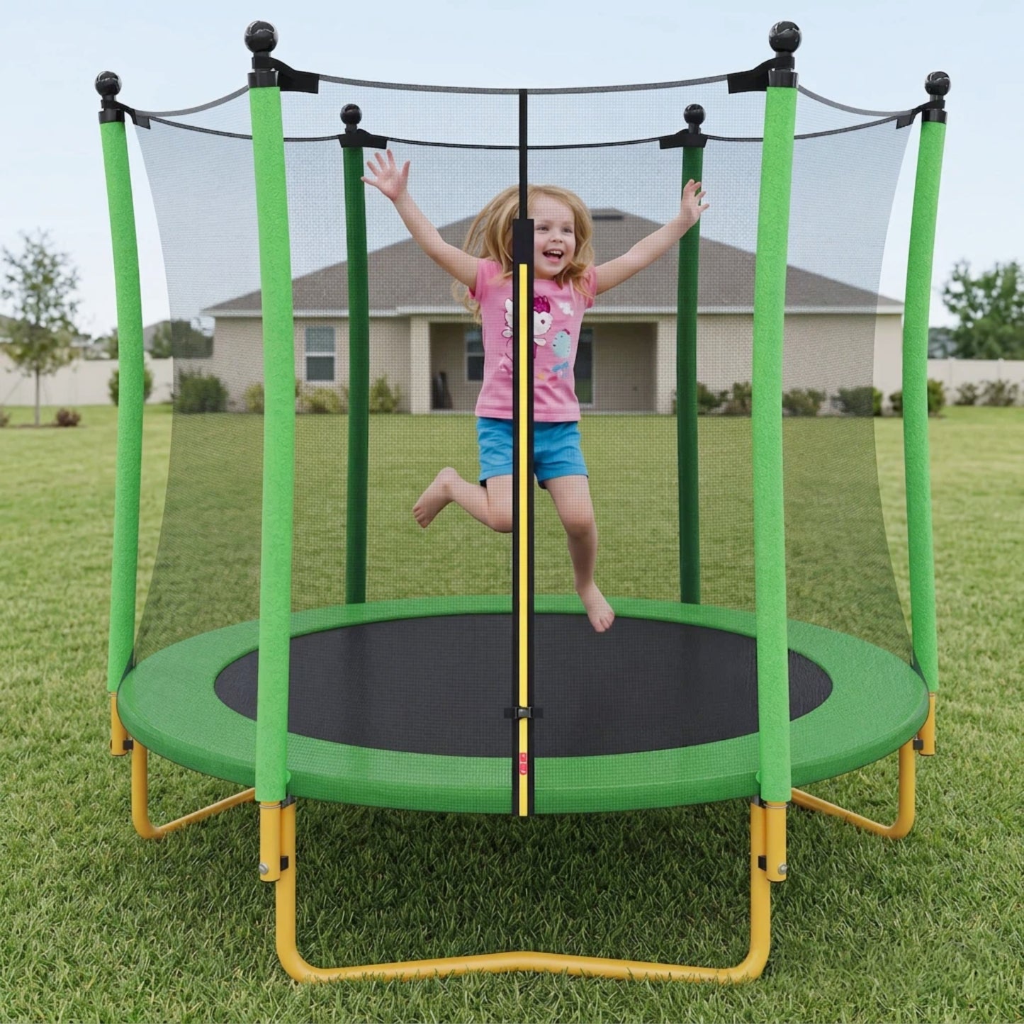5.5FT Toddler Trampoline for Kids, SHINPT Mini Trampoline for Kids, 65" Outdoor/Indoor Trampoline with Enclosure Net, Recreational Trampoline for Patio, Backyard, Garden, Lawn, Yard
