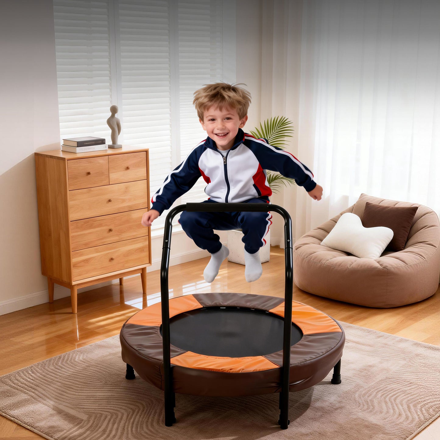36 inch Mini Trampoline for Toddlers, SHINPT Foldable Trampoline for Kids for Birthday Gift, 36" Toddler Trampoline Indoor/Outdoor with Handle, Small Trampoline for Backyard, Patio, Lawn, Garden